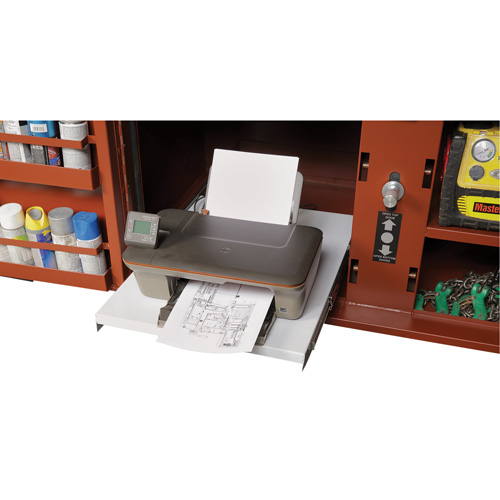 Coffre de chantier et surface de travail sur le terrain, 33" la x 63" p x 80" h, Acier, Rouge Industrial Sales