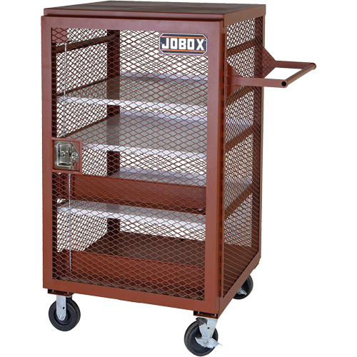 Mobile Mesh Cabinet, Steel, 22 Cubic Feet, Red Industrial Sales
