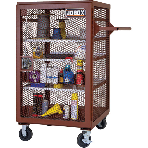 Mobile Mesh Cabinet, Steel, 22 Cubic Feet, Red Industrial Sales