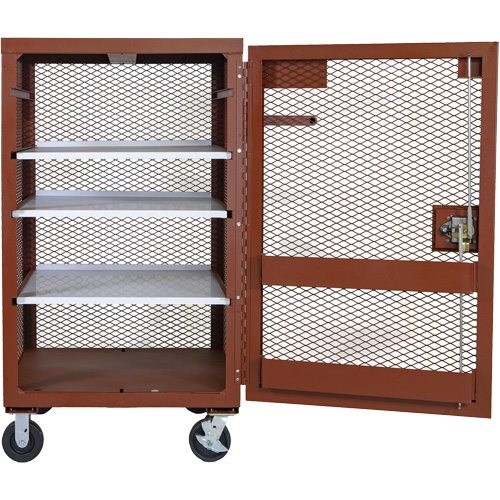 Mobile Mesh Cabinet, Steel, 22 Cubic Feet, Red Industrial Sales