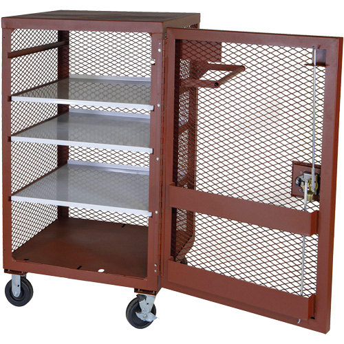 Mobile Mesh Cabinet, Steel, 22 Cubic Feet, Red Industrial Sales
