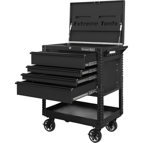 EX Deluxe Series Tool Cart, 4 Drawers, 22-7/8" L x 33" W x 44-1/4" H, Black Industrial Sales