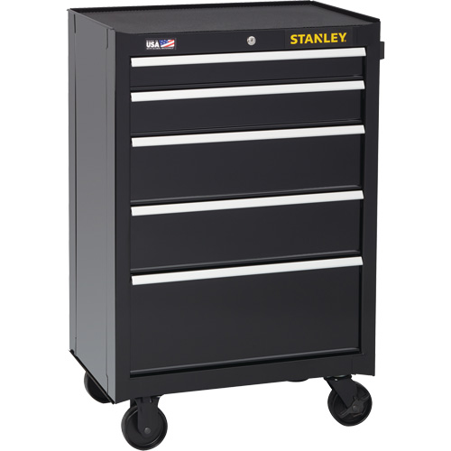 Armoire &agrave; outils roulante de s&eacute;rie 300, 5 tiroirs, 26-1/2" la x 18" p x 40-1/2" h, Noir Industrial Sales