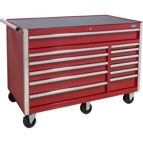 Chariot &agrave; outils industriel, 12 tiroirs, 56" la x 24-1/2" p x 38-1/8" h, Rouge Industrial Sales
