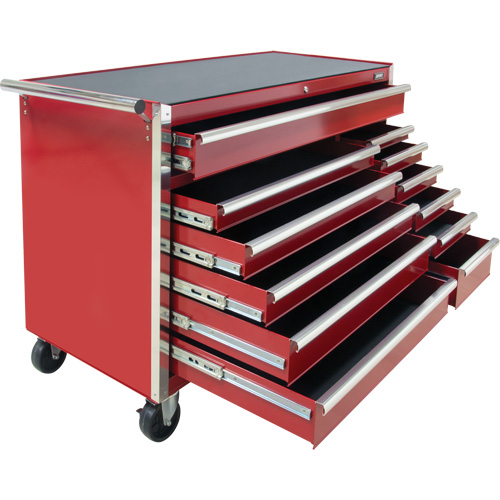 Chariot &agrave; outils industriel, 12 tiroirs, 56" la x 24-1/2" p x 38-1/8" h, Rouge Industrial Sales