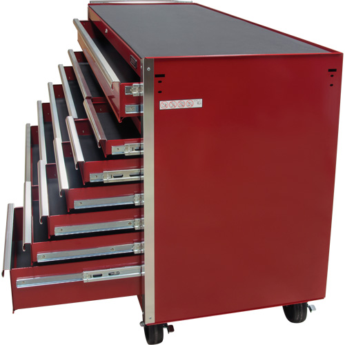 Chariot &agrave; outils industriel, 12 tiroirs, 56" la x 24-1/2" p x 38-1/8" h, Rouge Industrial Sales