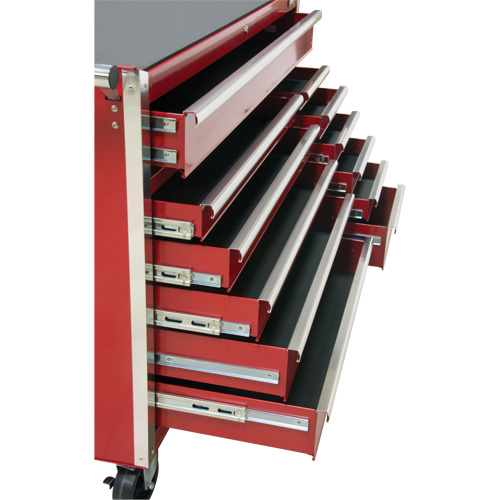 Chariot &agrave; outils industriel, 12 tiroirs, 56" la x 24-1/2" p x 38-1/8" h, Rouge Industrial Sales