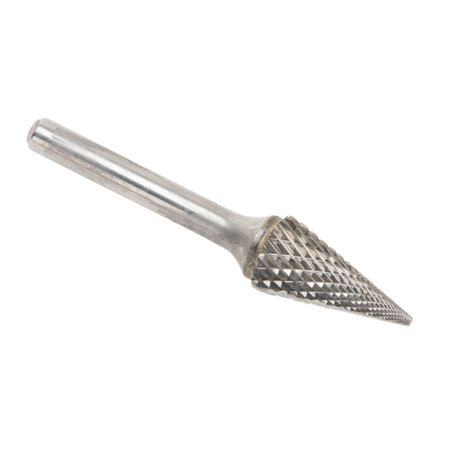 CLEVELAND Solid Carbide Burrs - Pointed Cone Shape, SM-5, 1/2" Dia., 1/4" Shank, 22.2 mm Depth of Cut Industrial Sales