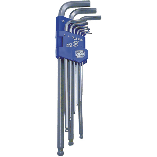 JBHK-9XLM Extra Long Ball Nose Hex Key Set, 9 Pcs., Metric Industrial Sales