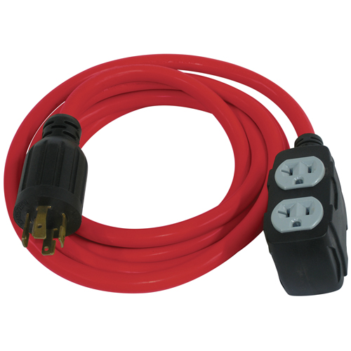 Generator Extension Cord, SJTW, 12/3 AWG, 30 A, 4 Outlet(s), 10' Industrial Sales