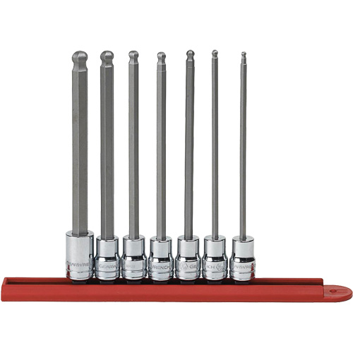 Jeu de douilles SAE &agrave; embout sph&eacute;rique long, Hexagonale, Prise 3/8", 7 mr Industrial Sales
