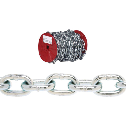 Chaîne ronde Proof Campbell, Acier &agrave; faible teneur en carbone, 3/16" x 100' (30,4 m) l, Calibre 30, Charge d'utilisation 800 lb (0,4 tonne) Industrial Sales