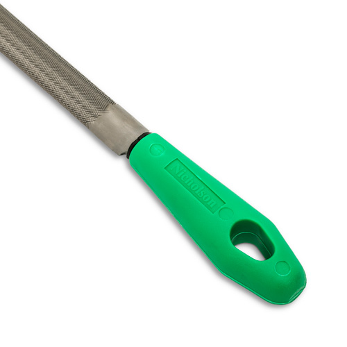 Double Cut File with Green Handle, Half Round, 8", Bastard Industrial Sales