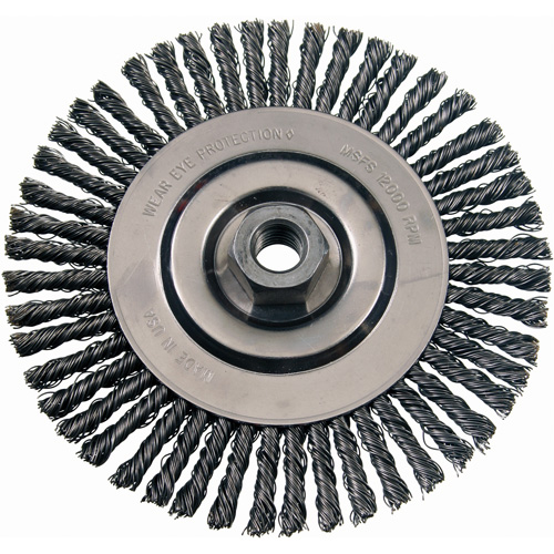 Wire Wheel Brushes, 4-7/8" Dia., 0.02" Fill, 5/8"-11 Arbor, Stainless Steel Industrial Sales