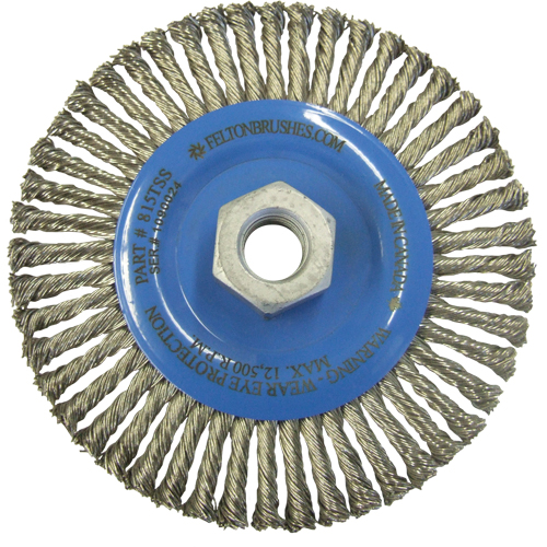 Wire Wheel Brushes, 5-7/8" Dia., 0.02" Fill, 5/8"-11 Arbor, Stainless Steel Industrial Sales