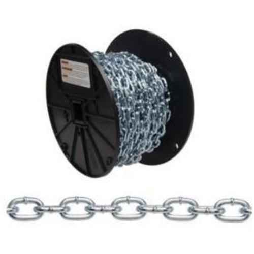 Straight Link Machine Chain, Low Carbon Steel, #4 x 100' (30.4 m) L, 215 lbs. (0.1075 tons) Load Capacity Industrial Sales