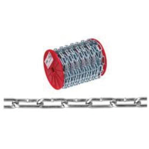 Straight Link Coil Chain, Low Carbon Steel, 2/0 x 120' (36.6 m) L, 520 lbs. (0.26 tons) Load Capacity Industrial Sales