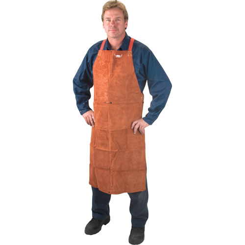 Leather Apron, Bib, 48" L, Lava Brown Industrial Sales