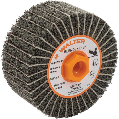 ALLSTEEL Two-In-One Finishing Drums, 4-1/4" Dia. x 2" W, 5/8"-11 Arbor, 80 Grit Industrial Sales