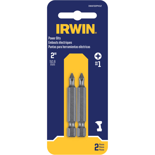 Power Bits, Phillips, #1 Tip, 1/4" Drive Size, 1-15/16" Length Industrial Sales