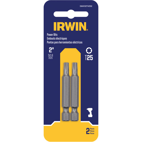 Power Bits, Torx, T-20 Tip, 1/4" Drive Size, 2" Length Industrial Sales
