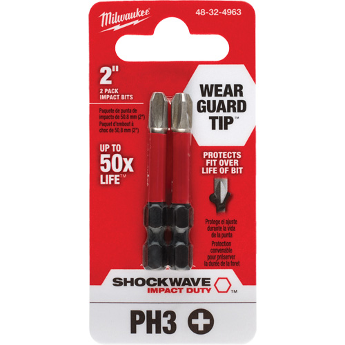 Embout de tournevis Shockwave Impact Duty, Phillips, #3, Prise 1/4" Industrial Sales