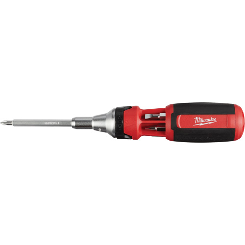 Tournevis &agrave; rochet 9 en 1 avec embouts multiples &agrave; carr&eacute; conducteur, 9-1/10" lo, Prise Coussin&eacute;e Industrial Sales