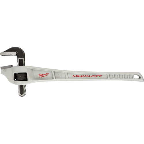 Cl&eacute; &agrave; tuyau coud&eacute;e en aluminium, Cap des m&acirc;choires 3", Longueur 24", Fini Rev&ecirc;tement en poudre, Prise Ergonomique Industrial Sales