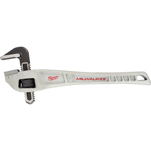 Cl&eacute; &agrave; tuyau coud&eacute;e en aluminium, Cap des m&acirc;choires 2", Longueur 14", Fini Rev&ecirc;tement en poudre, Prise Ergonomique Industrial Sales