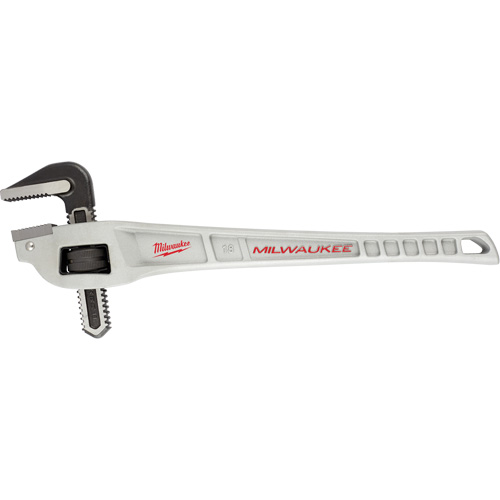 Cl&eacute; &agrave; tuyau coud&eacute;e en aluminium, Cap des m&acirc;choires 2", Longueur 18", Fini Rev&ecirc;tement en poudre, Prise Ergonomique Industrial Sales