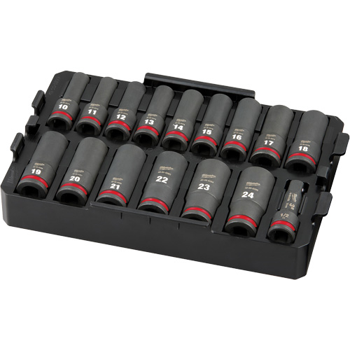 Jeu de douilles profondes 3/8" Shockwave Impact Duty Packout, 16 Mcx, Chocs, Prise de 1/2", Profond Industrial Sales
