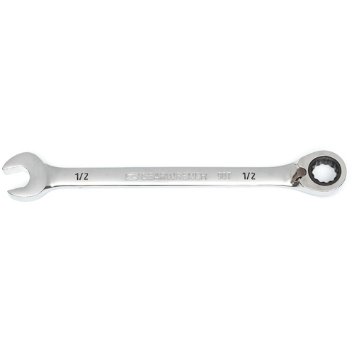 90-Tooth Reversible Ratcheting Wrench, 12 Point, 1/2", Chrome/Polished Finish Industrial Sales