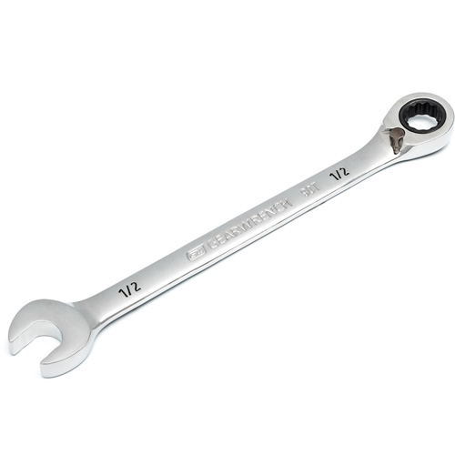 90-Tooth Reversible Ratcheting Wrench, 12 Point, 1/2", Chrome/Polished Finish Industrial Sales