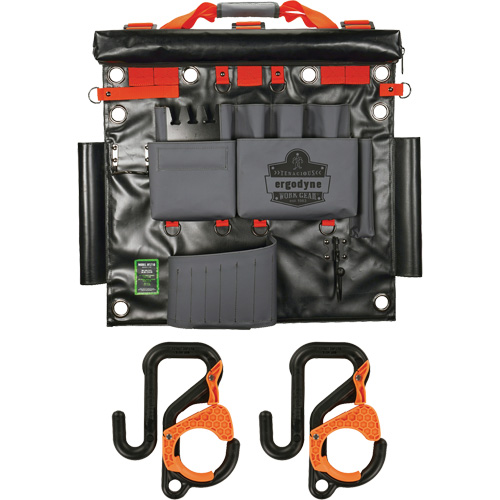 Arsenal 5711 Bucket Truck Tool Board with 2" Locking Aerial Bucket Hooks Kit, Nylon, 8 Pockets, Grey Industrial Sales