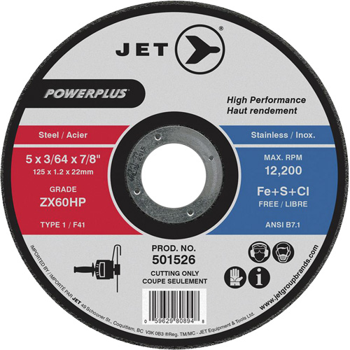 Meule &agrave; tronçonner PowerPlus ZX46HP, 7" x 1/16", Arbre de 7/8", Type 1, 8500 Tr/min Industrial Sales