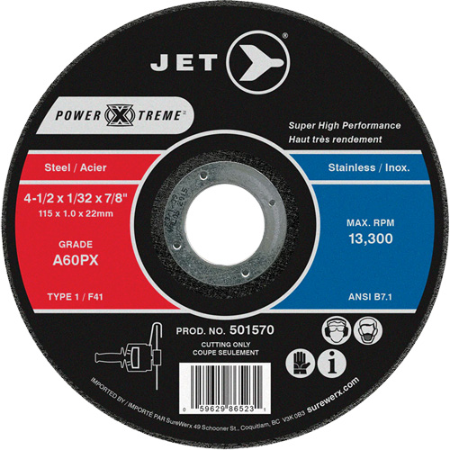A60PX Power-Xtreme Cut-Off Wheel, 4-1/2" x 1/32", 7/8" Arbor, Type 1, 13300 RPM Industrial Sales