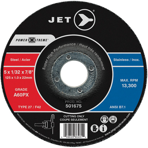 Meule &agrave; tronçonner Power-Xtreme A60PX, 4-1/2" x 3/64", Arbre de 7/8", Type 27, 13 300 Tr/min Industrial Sales