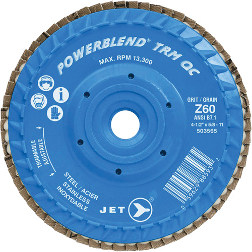 Disque &agrave; feuillets PowerBlend TRM QC ajustable, 4-1/2" x 5/8"-11, Type 27, Grain Z60, Alumine de zirconium Industrial Sales