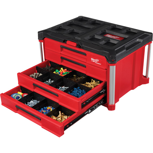 PackOut 4-Drawer Tool Box, 16-3/10" x 22-1/5" x 14-3/10", Red Industrial Sales