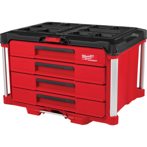 PackOut 4-Drawer Tool Box, 16-3/10" x 22-1/5" x 14-3/10", Red Industrial Sales