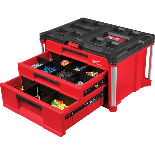 PackOut 3-Drawer Tool Box, 16-3/10" x 22-1/5" x 14-3/10", Red Industrial Sales