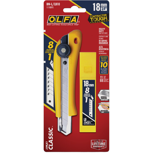 Couteau utilitaire robuste avec lames de rechange, 18 mm, Lame Acier inoxydable Industrial Sales