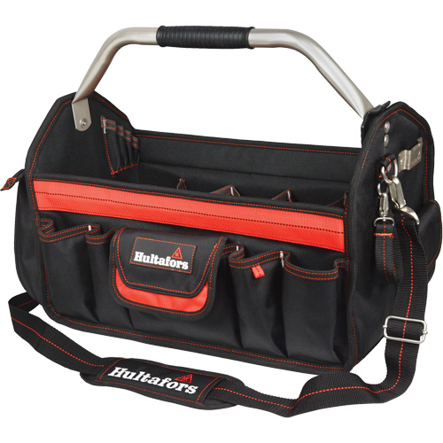 18" Open-Top Tool Carrier, Ballistic Polyester, Black/Red Industrial Sales
