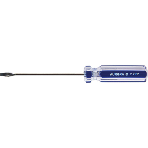 Tournevis &agrave; fente bleu transparent avec bandes , Tige de 1/8", Ronde, Prise en Plastique Industrial Sales