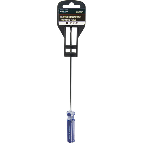 Tournevis &agrave; fente bleu transparent avec bandes, Tige de 1/8", Ronde, Prise en Plastique Industrial Sales