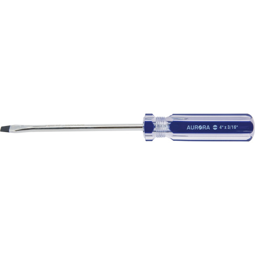 Tournevis &agrave; fente bleu transparent avec bandes, Tige de 3/16", Ronde, Prise en Plastique Industrial Sales