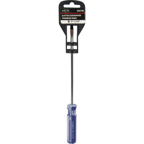 Tournevis &agrave; fente bleu transparent avec bandes, Tige de 3/16", Ronde, Prise en Plastique Industrial Sales