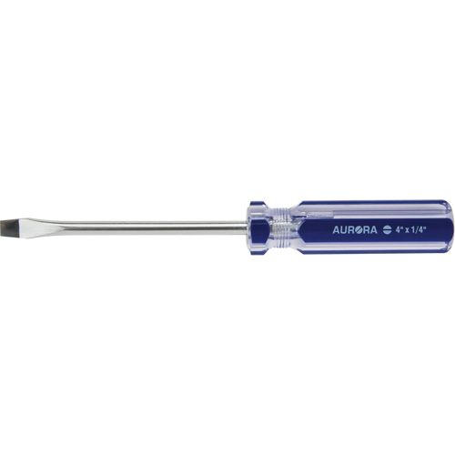 Tournevis &agrave; fente bleu transparent avec bandes, Tige de 1/4", Ronde, Prise en Plastique Industrial Sales