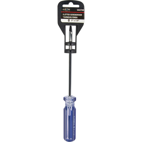 Tournevis &agrave; fente bleu transparent avec bandes, Tige de 1/4", Ronde, Prise en Plastique Industrial Sales
