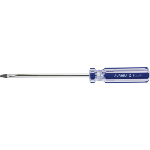 Tournevis &agrave; fente bleu transparent avec bandes, Tige de 1/4", Ronde, Prise en Plastique Industrial Sales